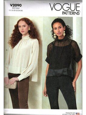 Vogue V2090 Misses 18 to 26 Raglan Sleeve Top Uncut Sewing Pattern